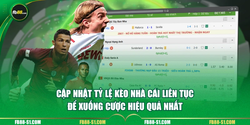 Cập nhật tỷ lệ kèo nhà cái liên tục để xuống cược hiệu quả nhất
